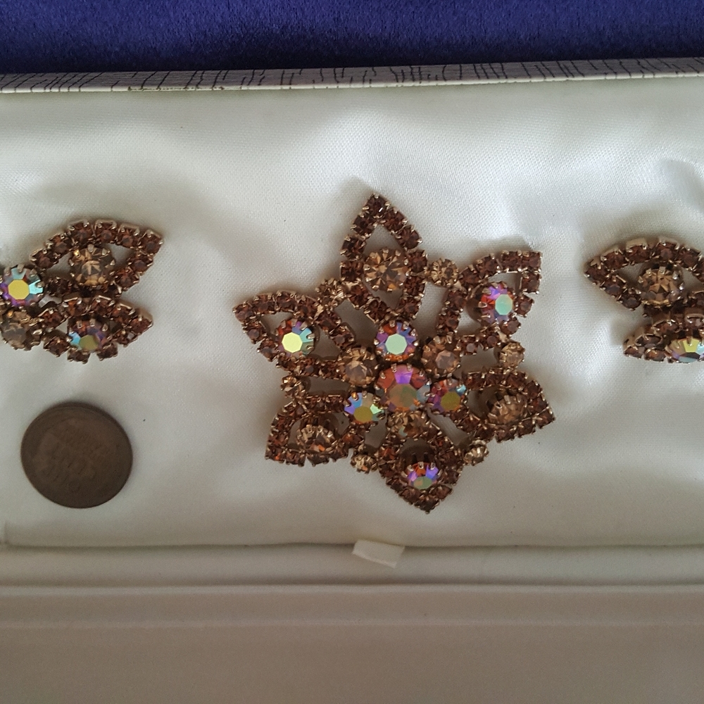 Vintage women's brooch and earrings